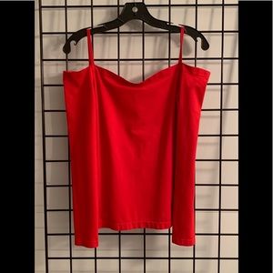 2X “HOST PICK” Helmut Lang Red Cold Shoulder Top